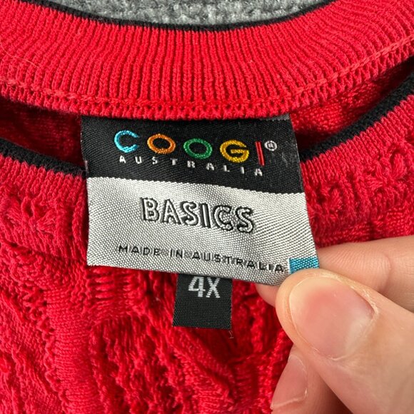 COOGI Australia Red Knit Pullover Sweater Spell Out Logo 3D Biggie 4XL Cotton - Picture 13 of 16